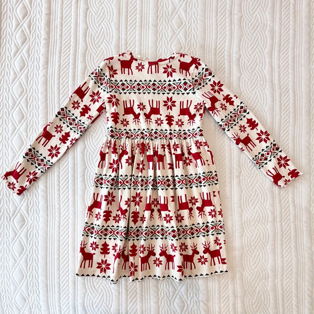 Hanna Andersson Reindeer Christmas Dress Girls 6-7